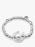 UNOde50 Beaded Pearl Stretch Bracelet, Silver