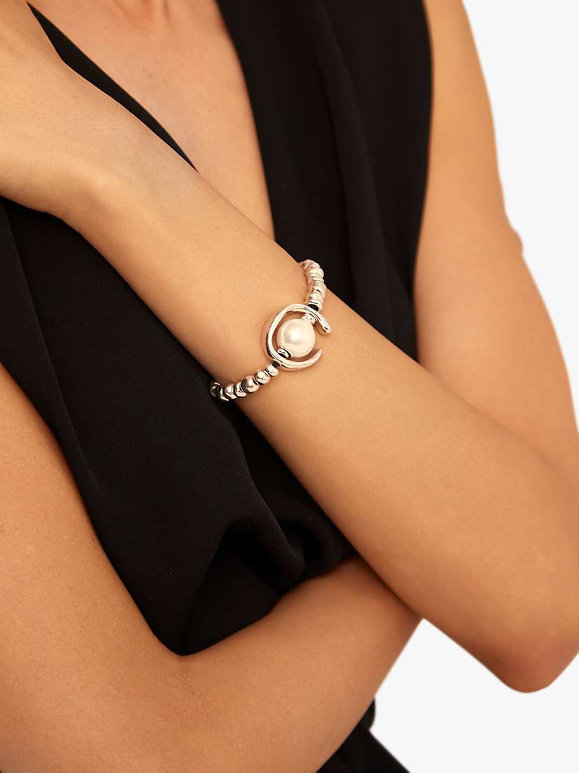 Buy UNOde50 Beaded Pearl Stretch Bracelet, Silver Online at johnlewis.com