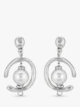 UNOde50 Pearl Asymmetric Drop Earrings, Silver