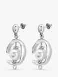 UNOde50 Pearl Asymmetric Drop Earrings, Silver