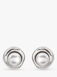UNOde50 Swarovski Crystal Faux Pearl Round Stud Earrings, Silver