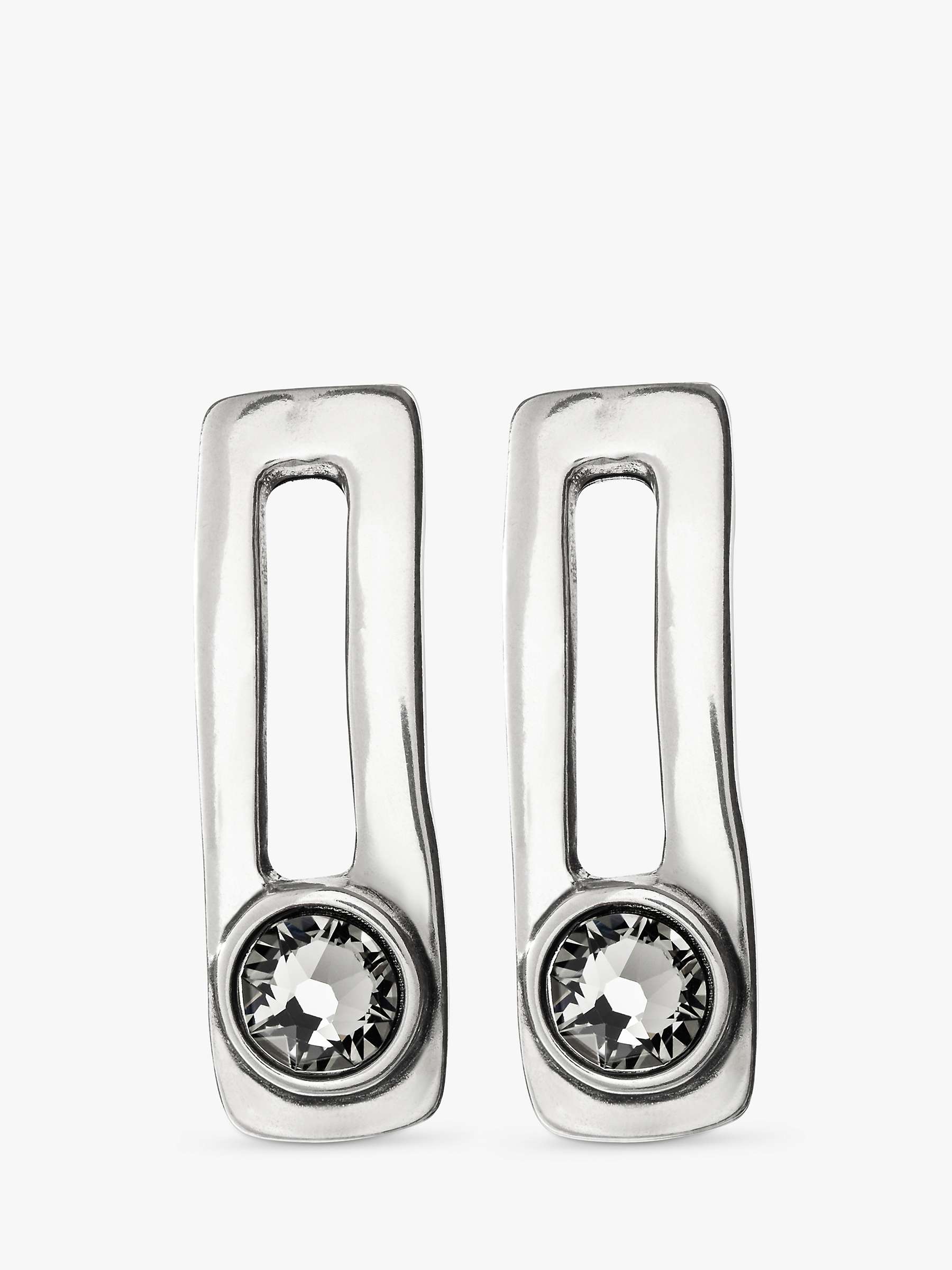 Buy UNOde50 On My Own Rectangular Drop Grey Crystal Earrings, Silver Online at johnlewis.com