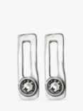 UNOde50 On My Own Rectangular Drop Grey Crystal Earrings, Silver