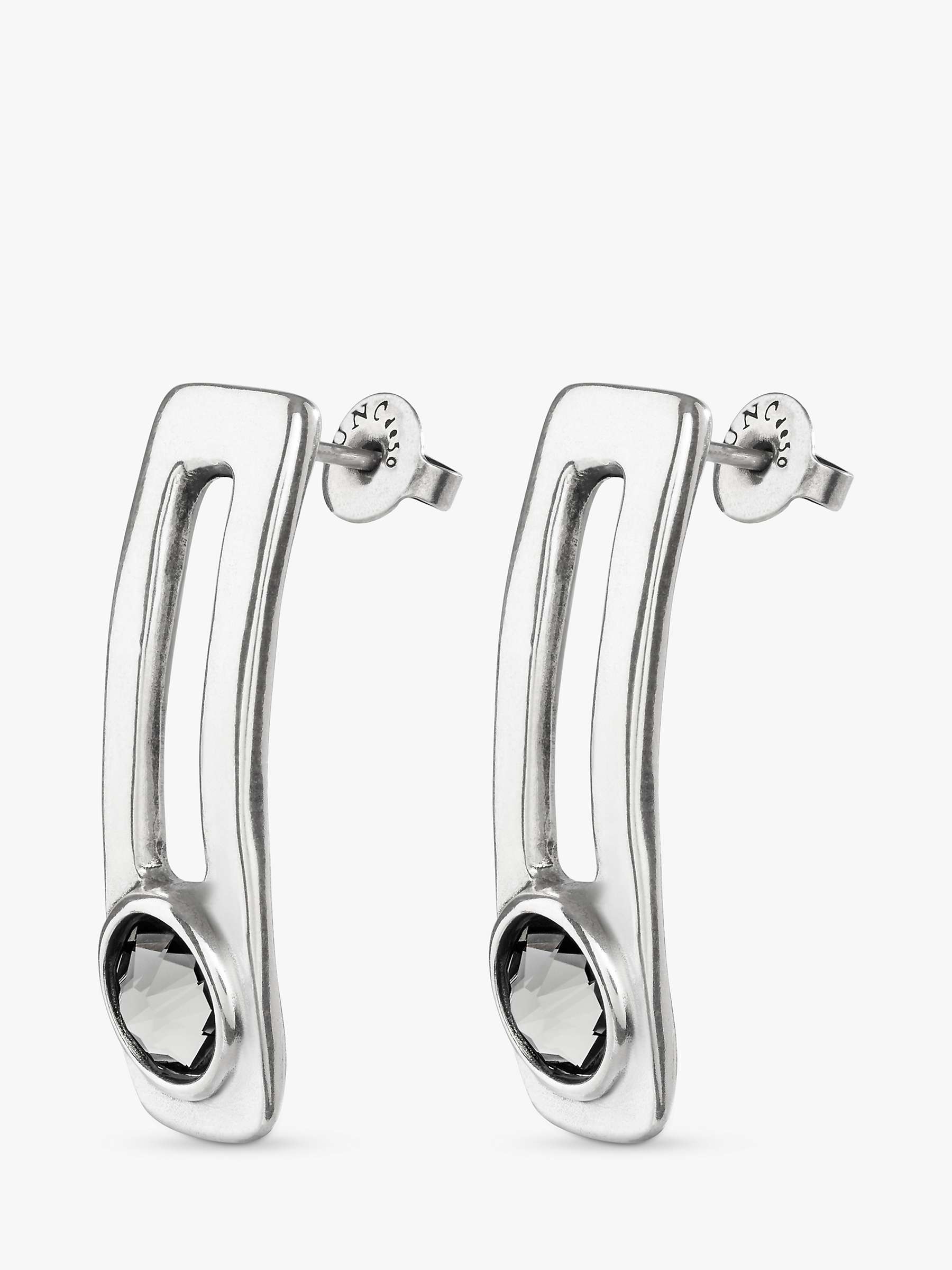 Buy UNOde50 On My Own Rectangular Drop Grey Crystal Earrings, Silver Online at johnlewis.com