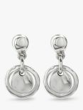 UNOde50 Irregulalr Circle Drop Earrings, Silver