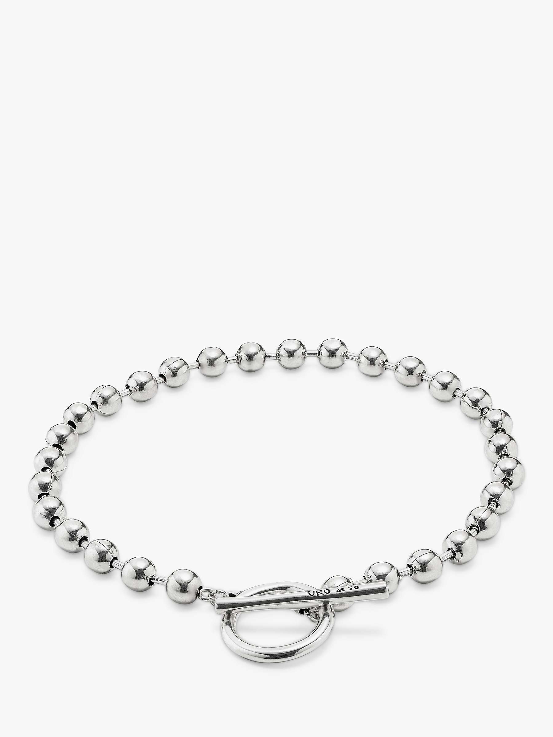 Buy UNOde50 T-Bar Beaded Collar Necklace, Silver Online at johnlewis.com