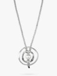 UNOde50 Pearl Double Hoop Long Pendant Necklace, Silver