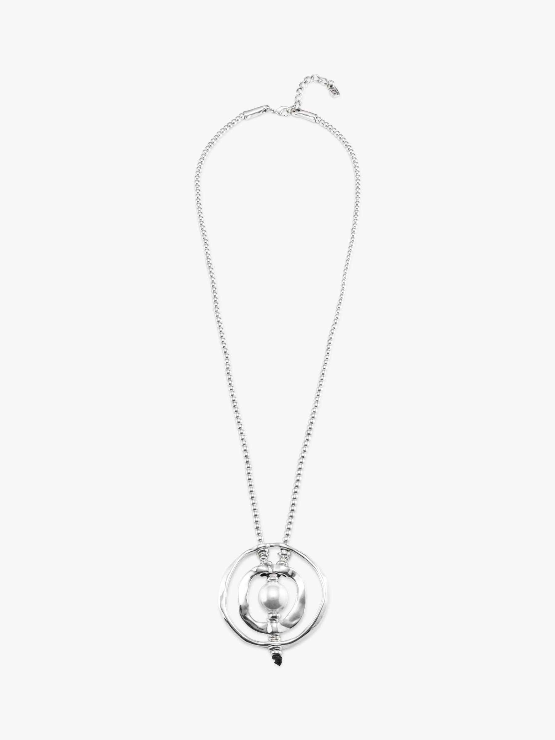 Buy UNOde50 Pearl Double Hoop Long Pendant Necklace, Silver Online at johnlewis.com