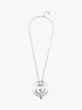UNOde50 Pearl Double Hoop Long Pendant Necklace, Silver