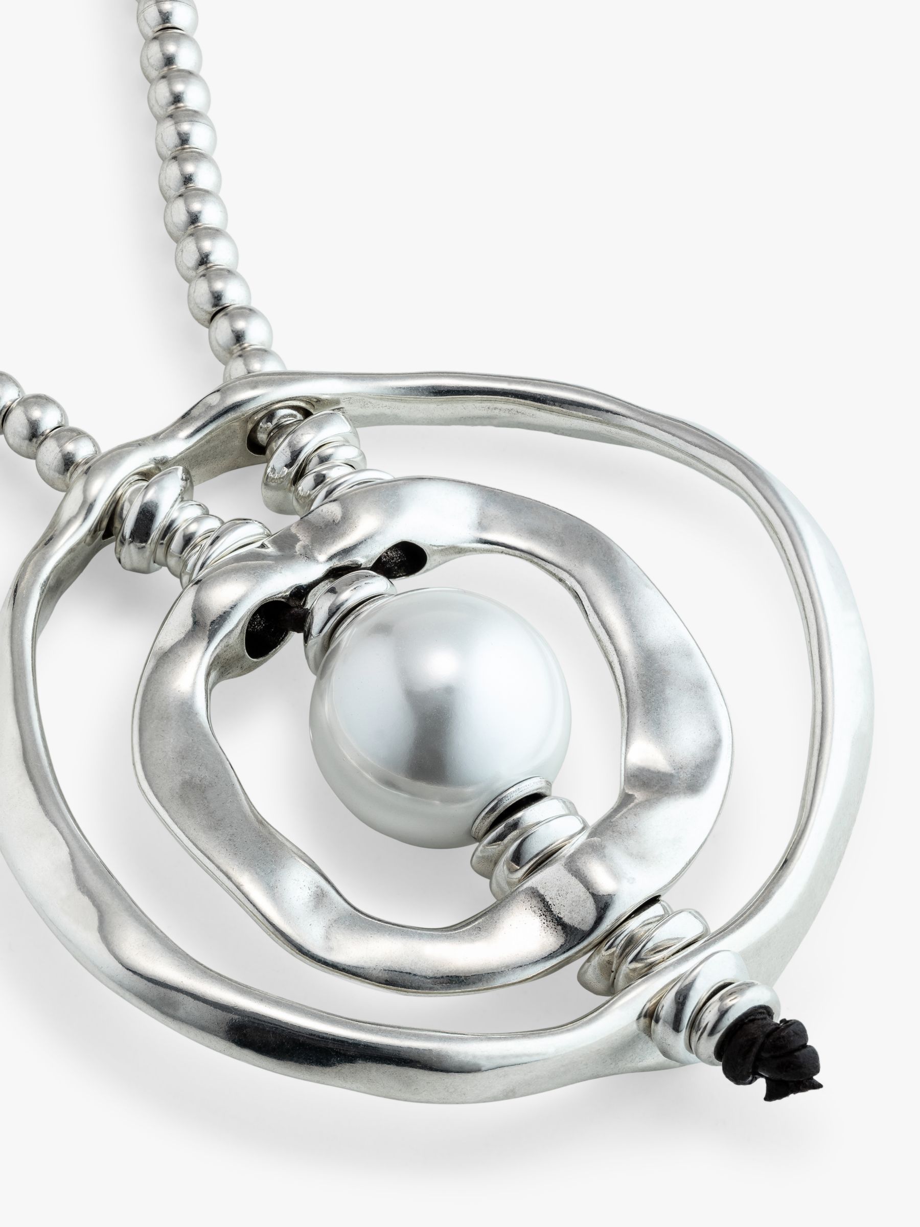 Buy UNOde50 Pearl Double Hoop Long Pendant Necklace, Silver Online at johnlewis.com