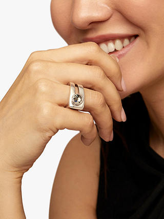 UNOde50 Independent Faceted Crystal Link Ring, Silver