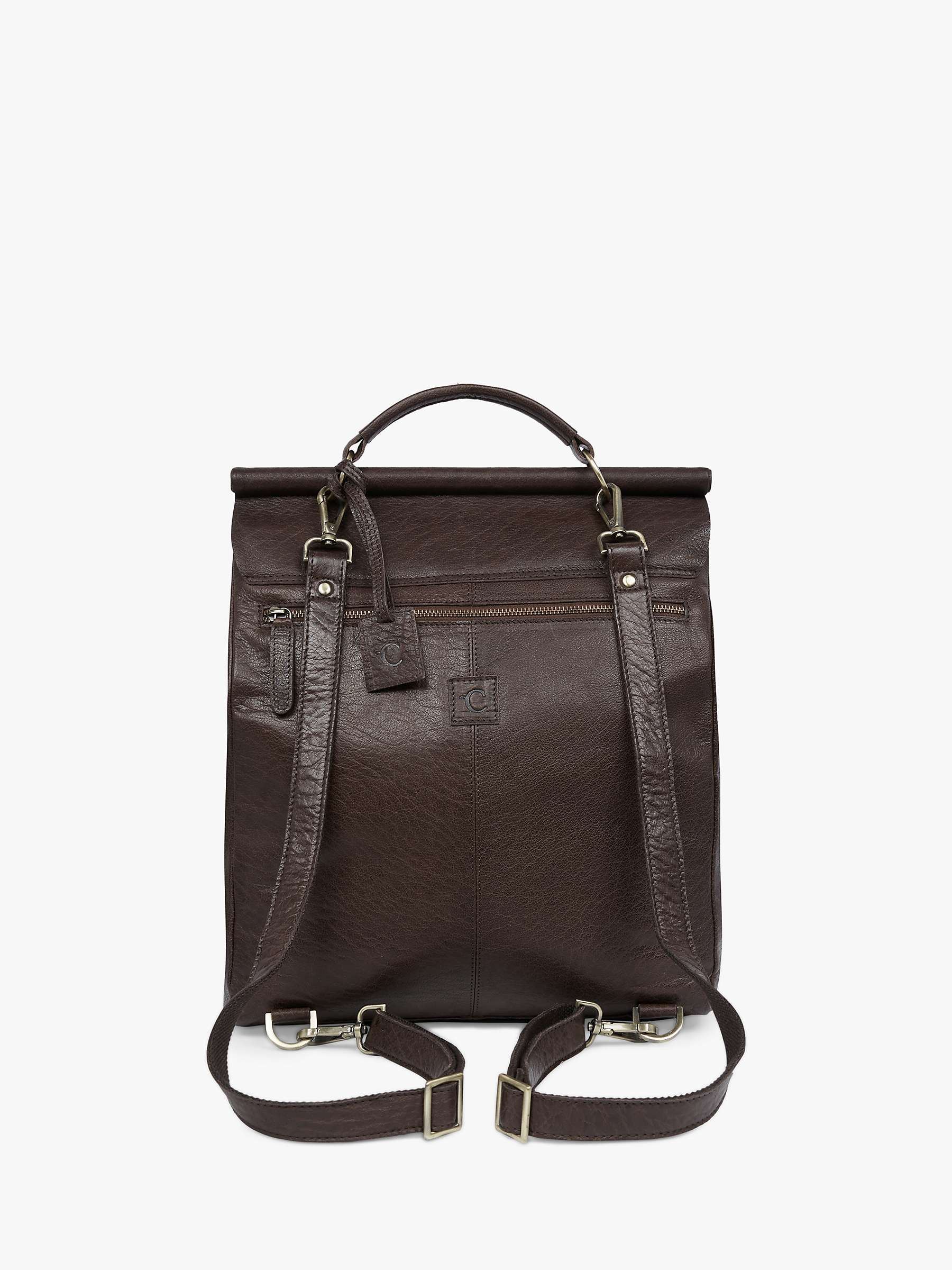Buy Celtic & Co. Frame Crocodile Embossed Leather Rucksack, Tanners Brown Online at johnlewis.com