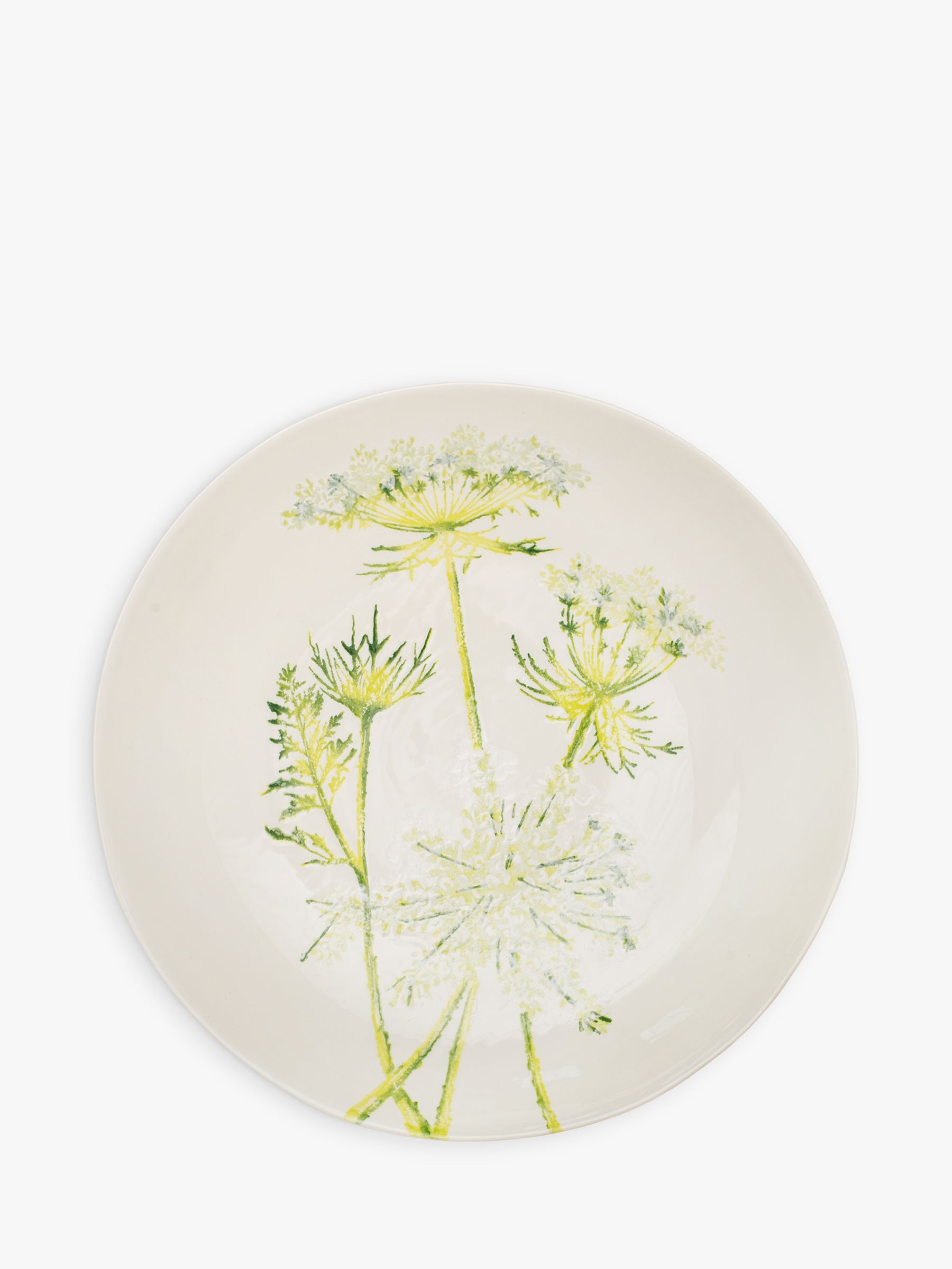 BlissHome Cow Parsley Large Earthenware Serving Bowl, 39cm, Green