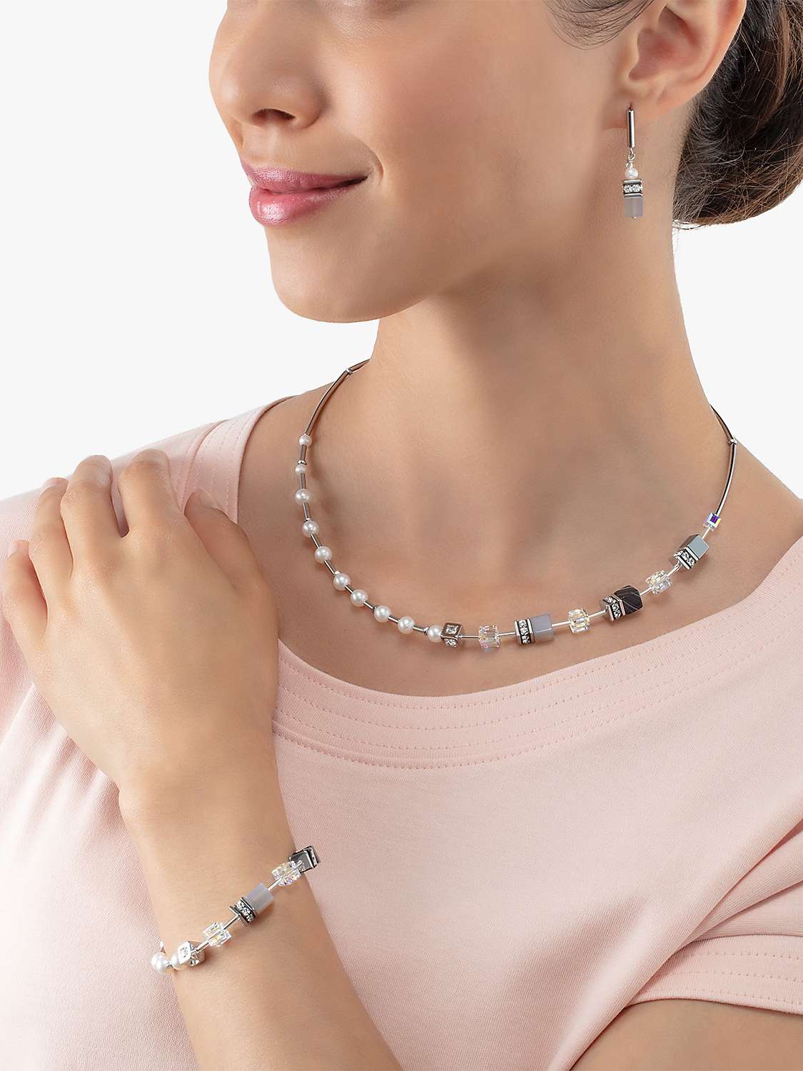 Buy COEUR DE LION Freshwater Pearl and Semi-Precious Stone Bracelet, Silver/Multi Online at johnlewis.com