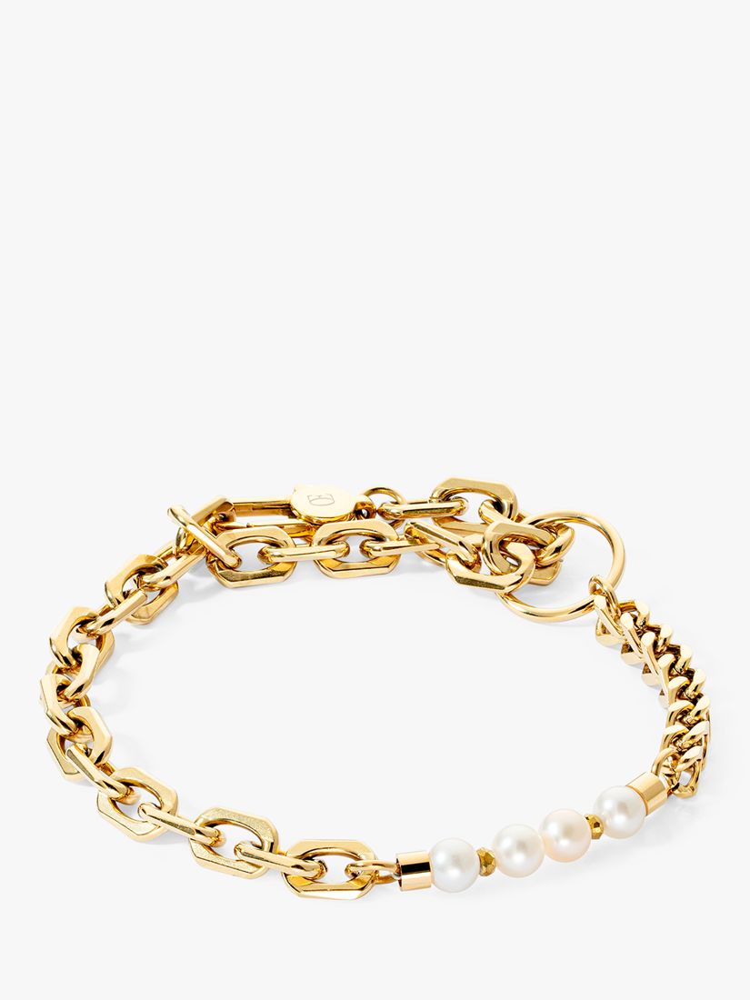 COEUR DE LION Freshwater Pearl Chain Bracelet, Gold/White
