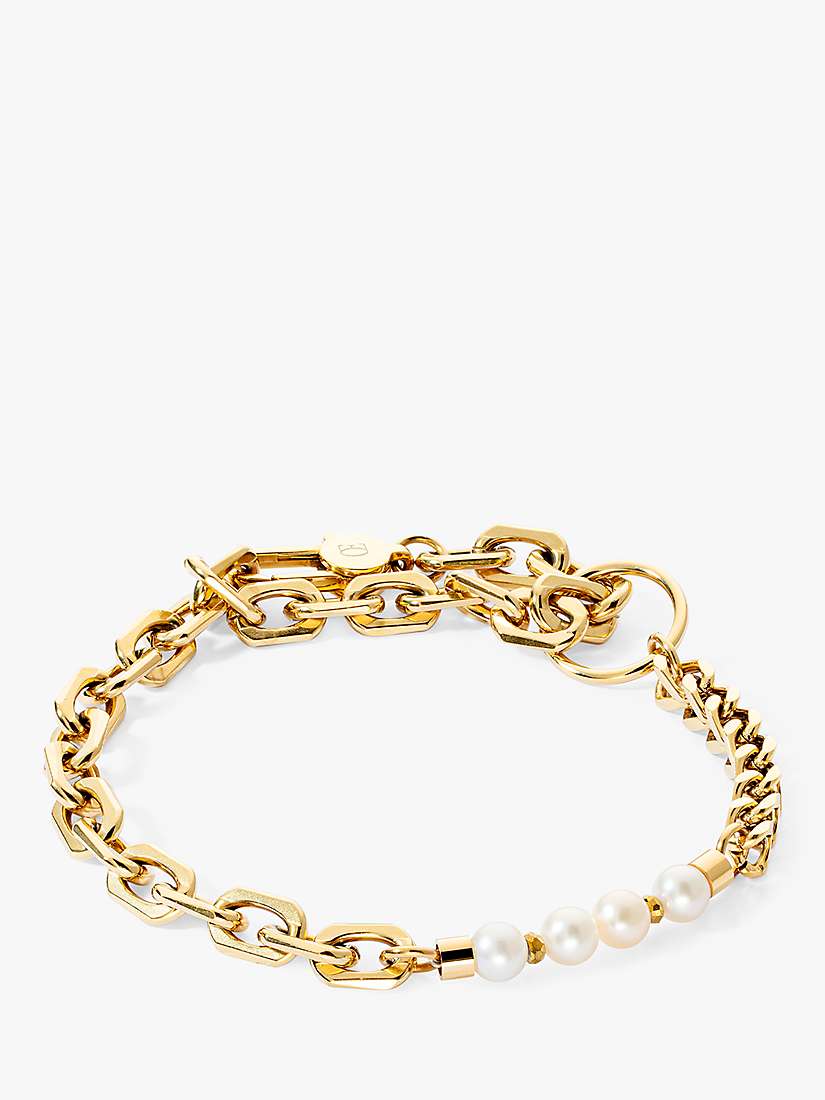 Buy COEUR DE LION Freshwater Pearl Chain Bracelet, Gold/White Online at johnlewis.com