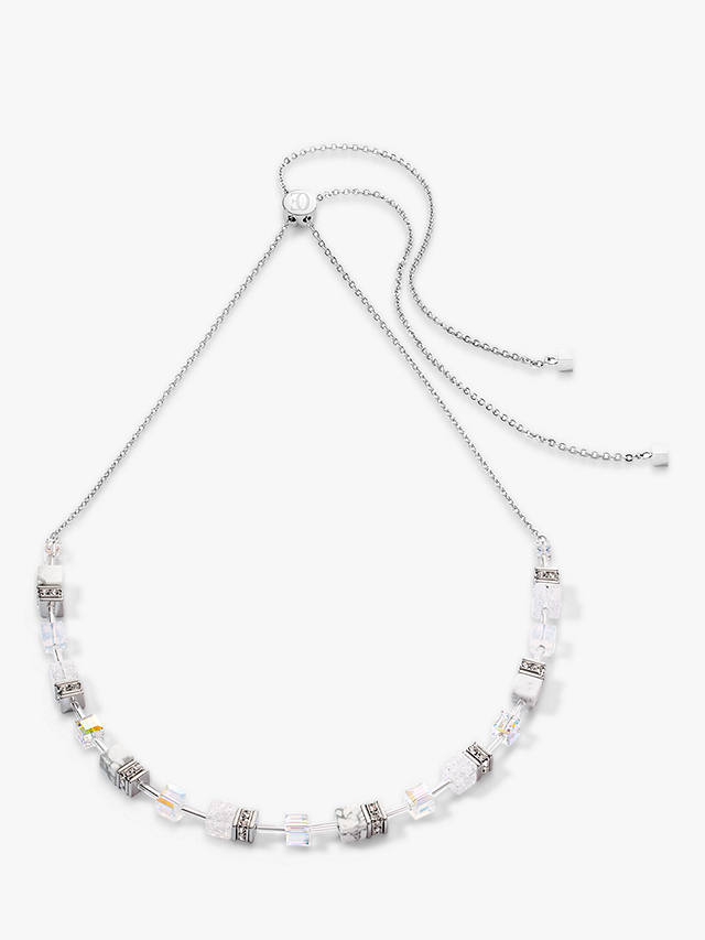COEUR DE LION Multi Stone and Swarovski Crystal Toggle Necklace, Silver/White