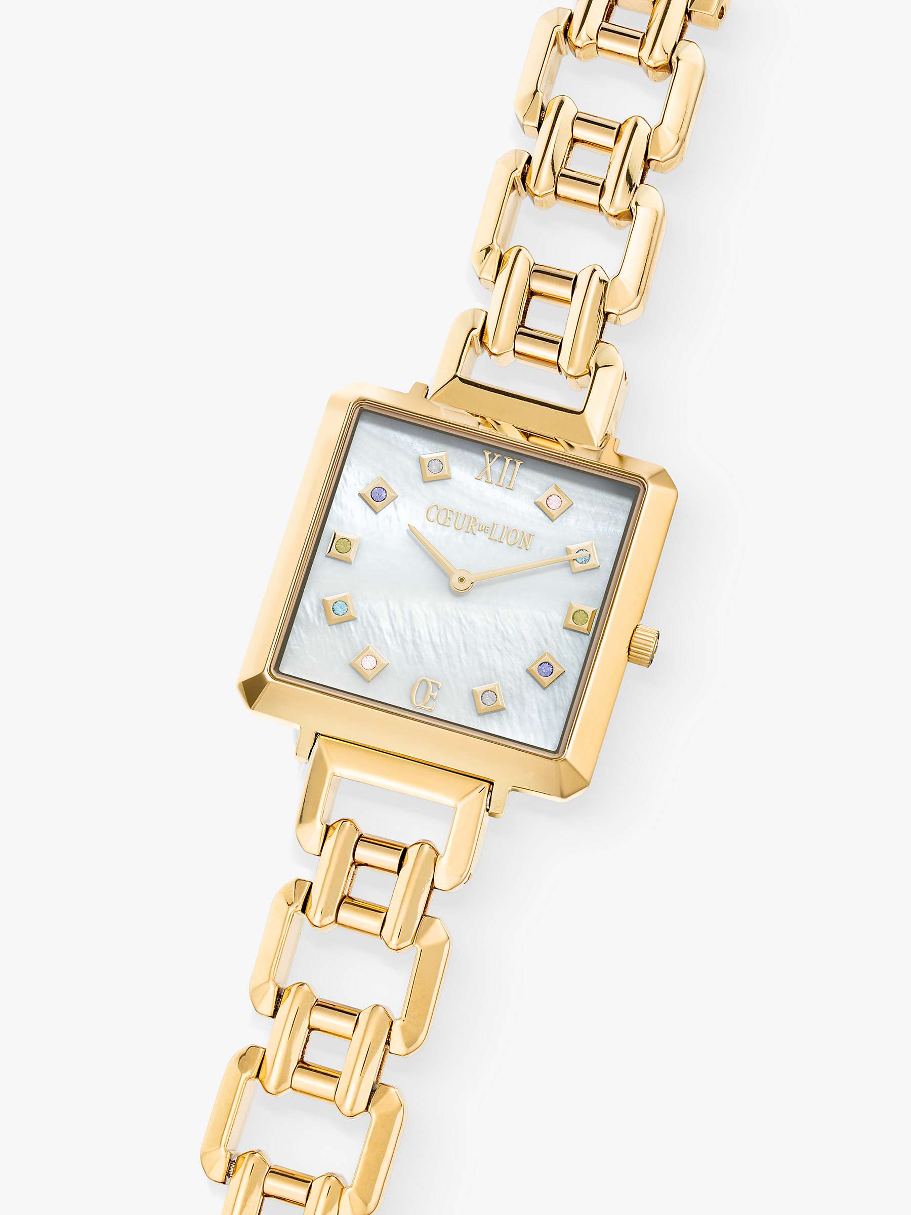 Buy COEUR DE LION 7632/74-1643 Women's Swarovski® Crystals Bracelet Strap Watch, Gold/Multi Online at johnlewis.com