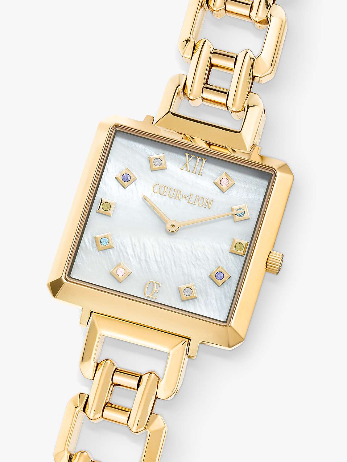 Buy COEUR DE LION 7632/74-1643 Women's Swarovski® Crystals Bracelet Strap Watch, Gold/Multi Online at johnlewis.com
