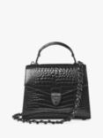 Aspinal of London Midi Mayfair 2 Croc Leather Crossbody Bag, Black