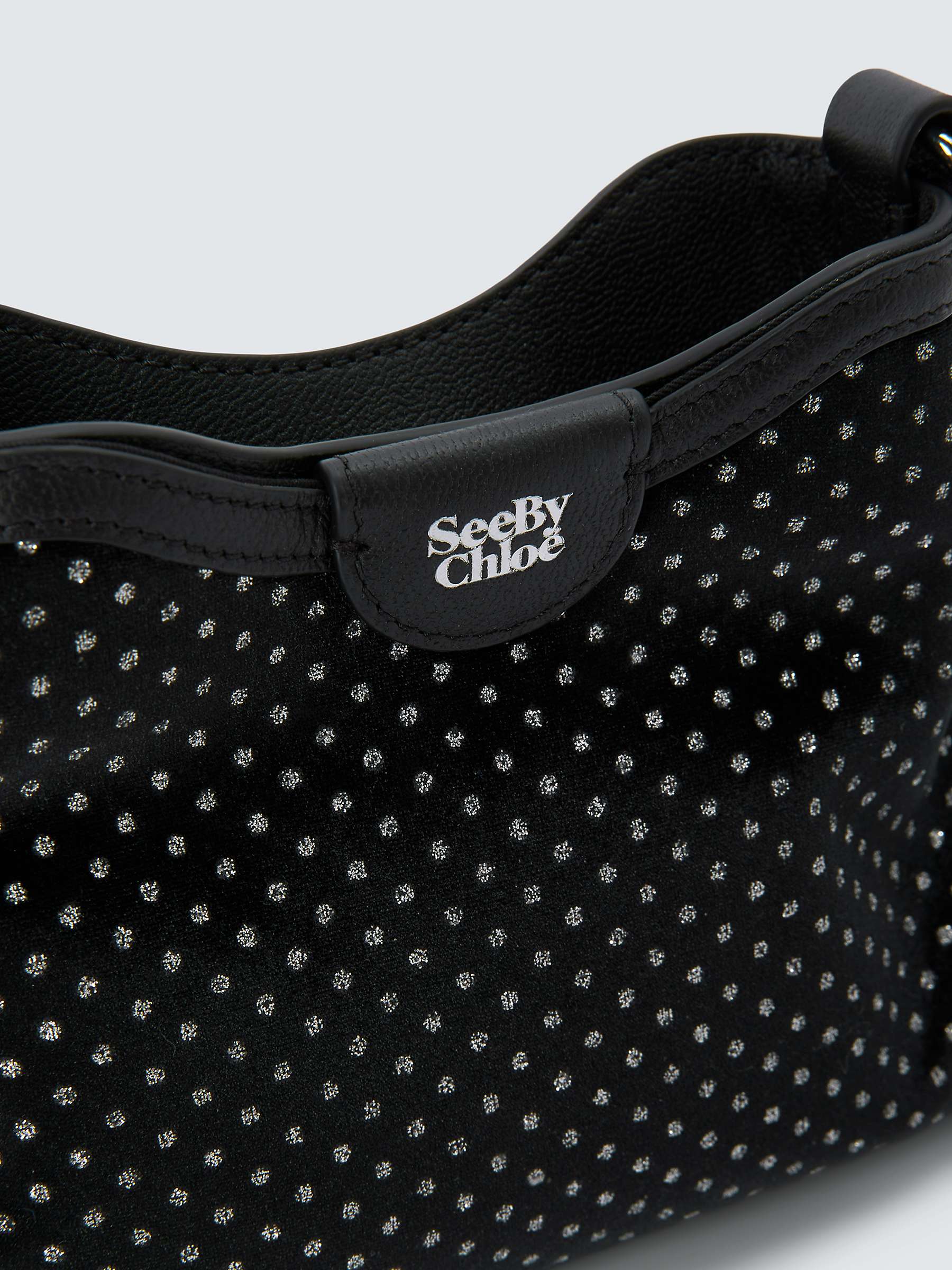 Buy See By Chloé Joan Velvet Embellished Cross Body Bag, Black Online at johnlewis.com