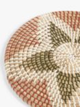 John Lewis Floral Seagrass Woven Placemat, Red/Multi