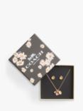 Coach Floral Butterfly Pendant Necklace and Earring Jewellery Set, Gold
