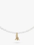 Coach Delicate Pearl Strand Rexy Dino Charm Pendant Necklace, Gold