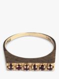 L & T Heirlooms Second Hand 9ct Yellow Gold Ruby Bar Ring, Dated Circa 1980