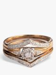 L & T Heirlooms Second Hand 9ct Gold Diamond Triple Stacker Ring
