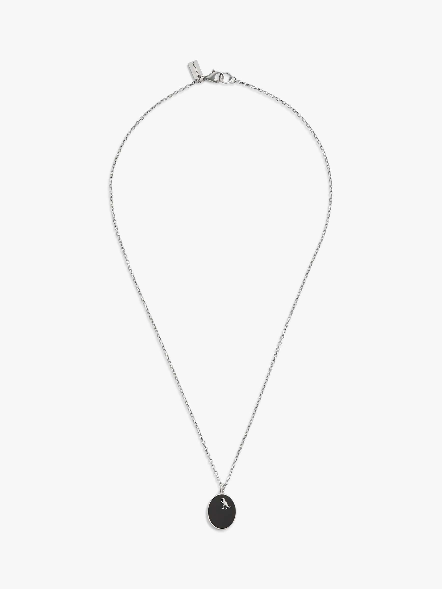 Buy Coach Rexy Dino Coin Pendant Necklace, Silver Online at johnlewis.com