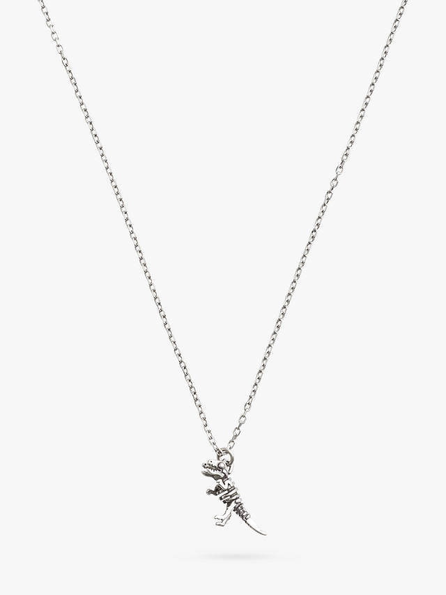 Coach Rexy Dino Skeleton Pendant Necklace, Silver