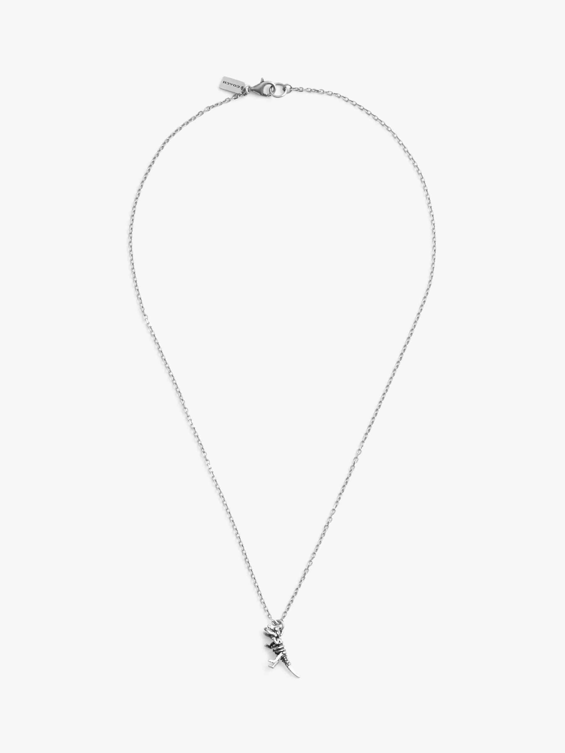 Buy Coach Rexy Dino Skeleton Pendant Necklace, Silver Online at johnlewis.com