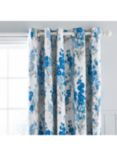 Laura Ashley Stocks Pair Blackout Lined Eyelet Curtains, Bluesky