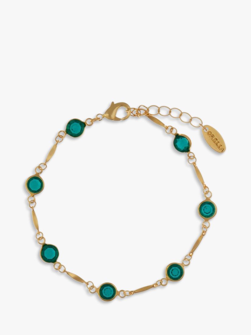 Orelia Emerald & Bar Link Chain Bracelet, Gold/Green at John Lewis ...