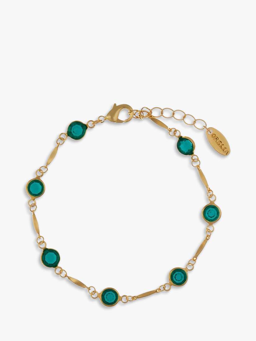 Buy Orelia Emerald & Bar Link Chain Bracelet, Gold/Green Online at johnlewis.com