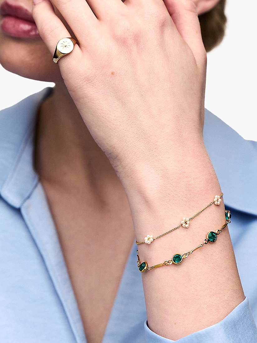 Buy Orelia Emerald & Bar Link Chain Bracelet, Gold/Green Online at johnlewis.com