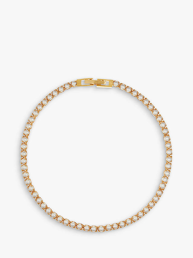 Orelia Pearl Tennis Bracelet, Gold/White