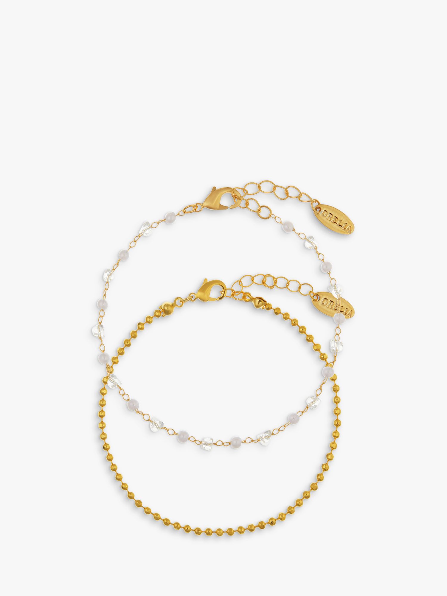 Orelia Crystal & Bar Link Chain Bracelet, Gold/Grey