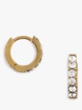Orelia Crystal Pave Huggie Hoop Earrings, Gold
