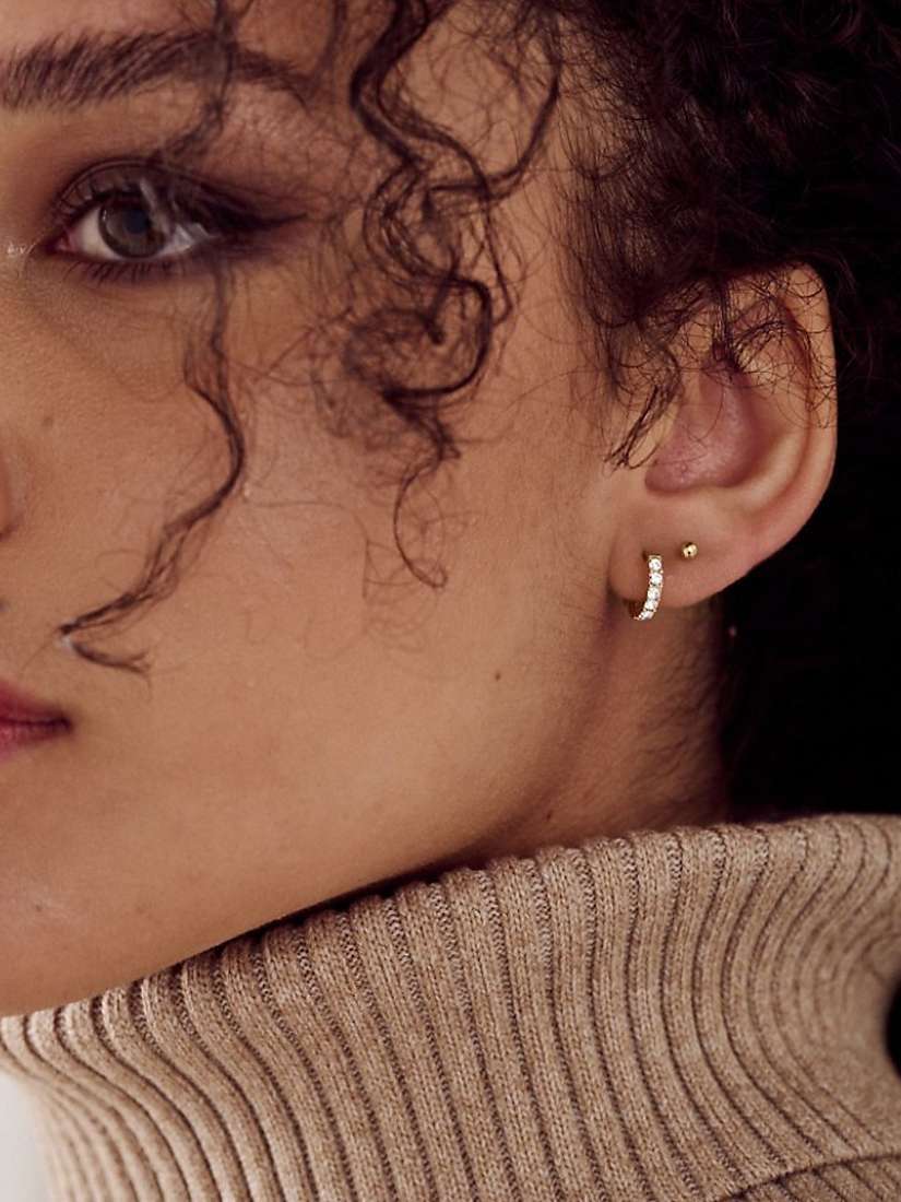 Buy Orelia Crystal Pave Huggie Hoop Earrings, Gold Online at johnlewis.com