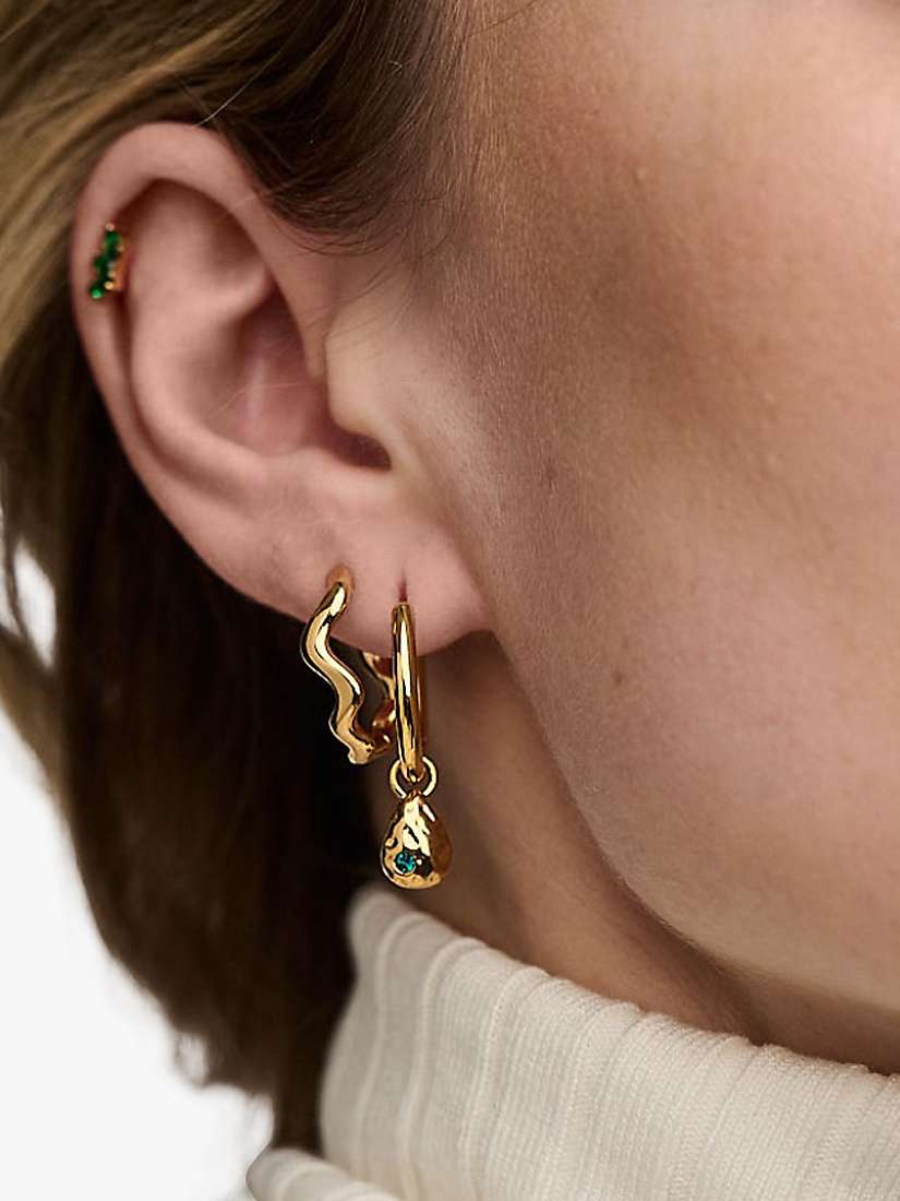 Buy Orelia Abstract Wave Oval Hoop Earrings, Gold Online at johnlewis.com
