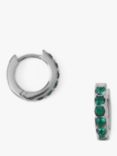 Orelia Swarovski Emerald Pave Huggie Hoop Earrings, Silver