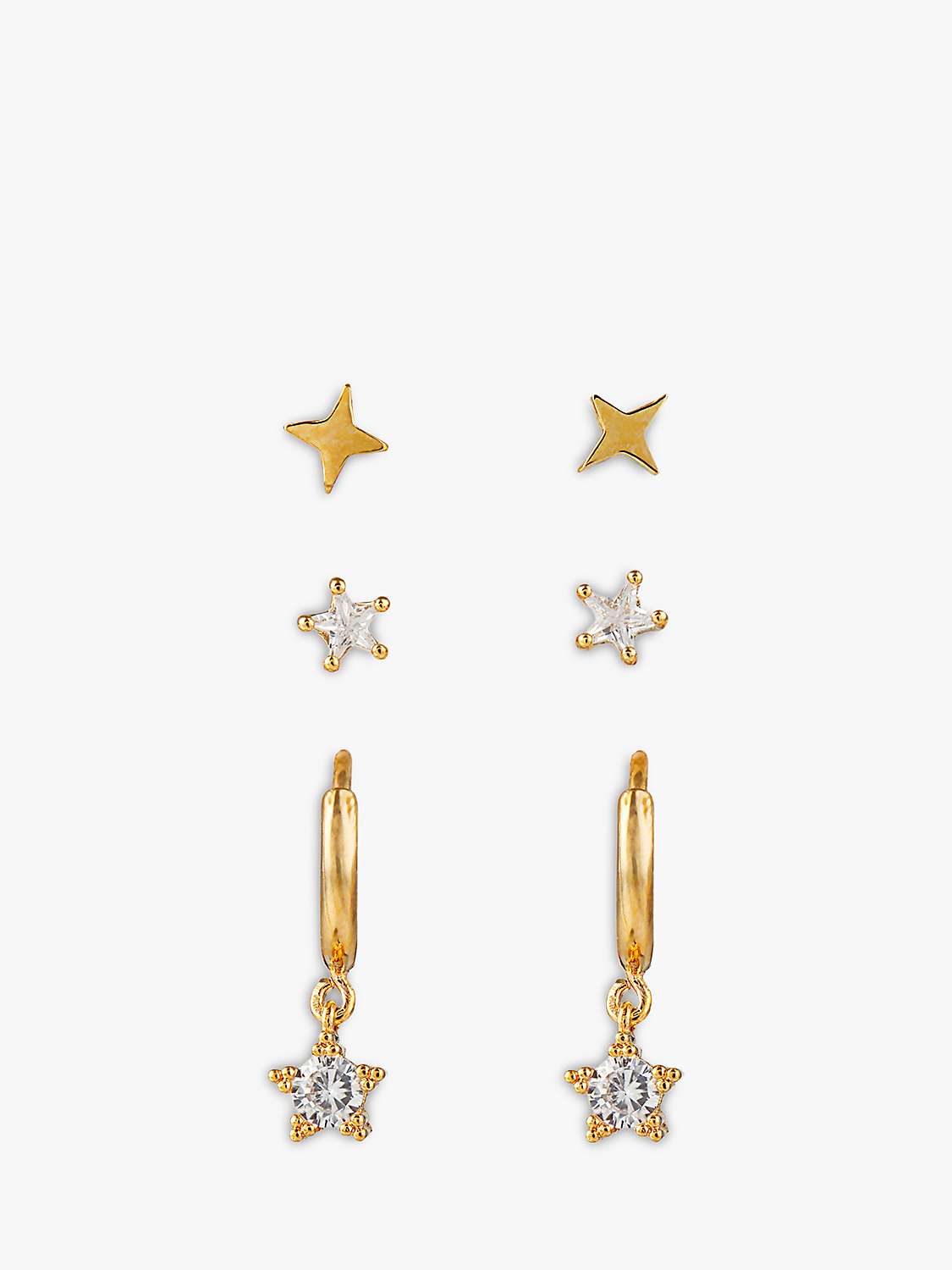 Buy Orelia Star Drop Huggie & Stud Earrings, Pack of 3, Gold Online at johnlewis.com