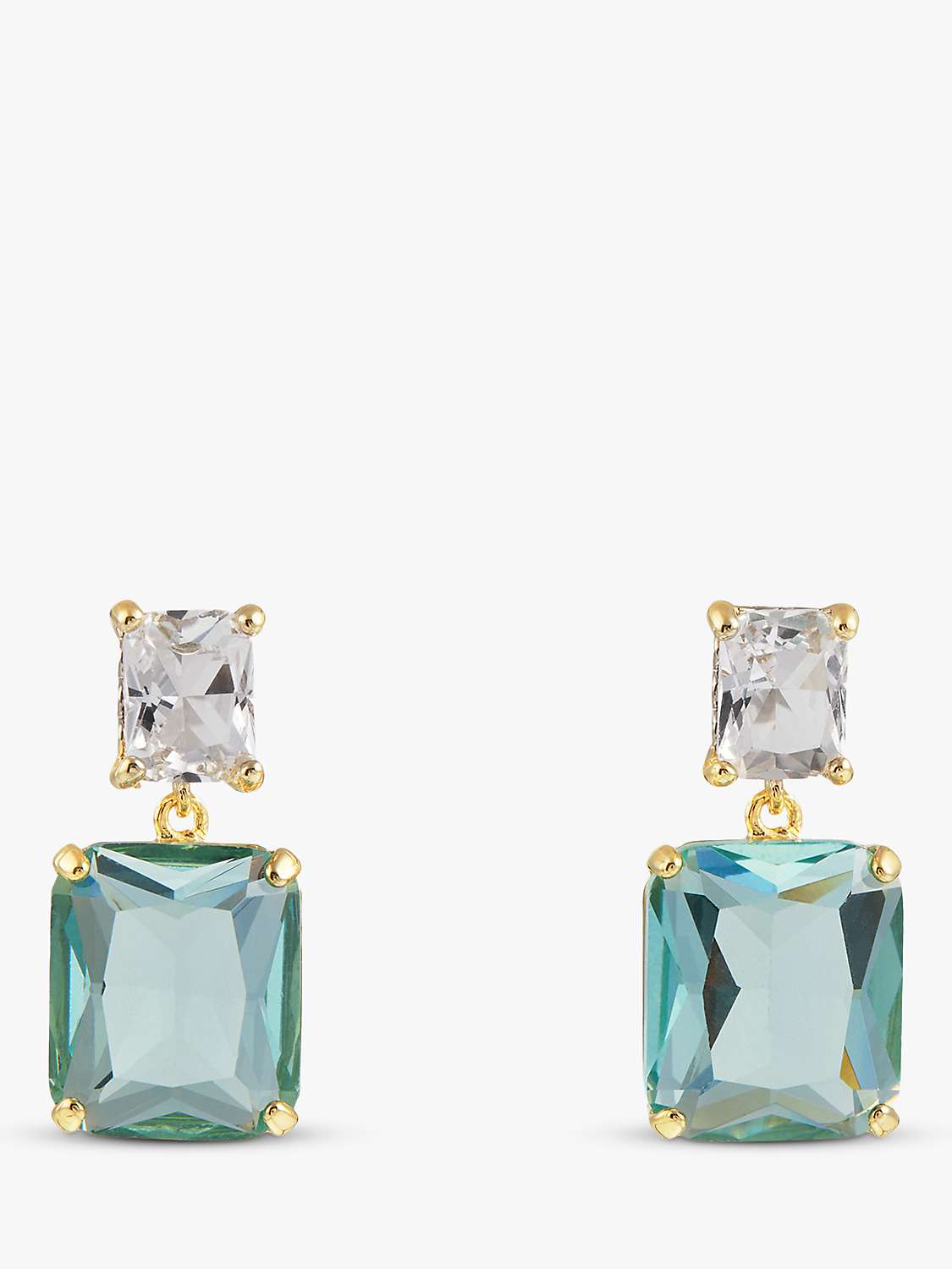 Buy Orelia Statement Crystal Double Drop Earrings, Gold/Blue/White Online at johnlewis.com