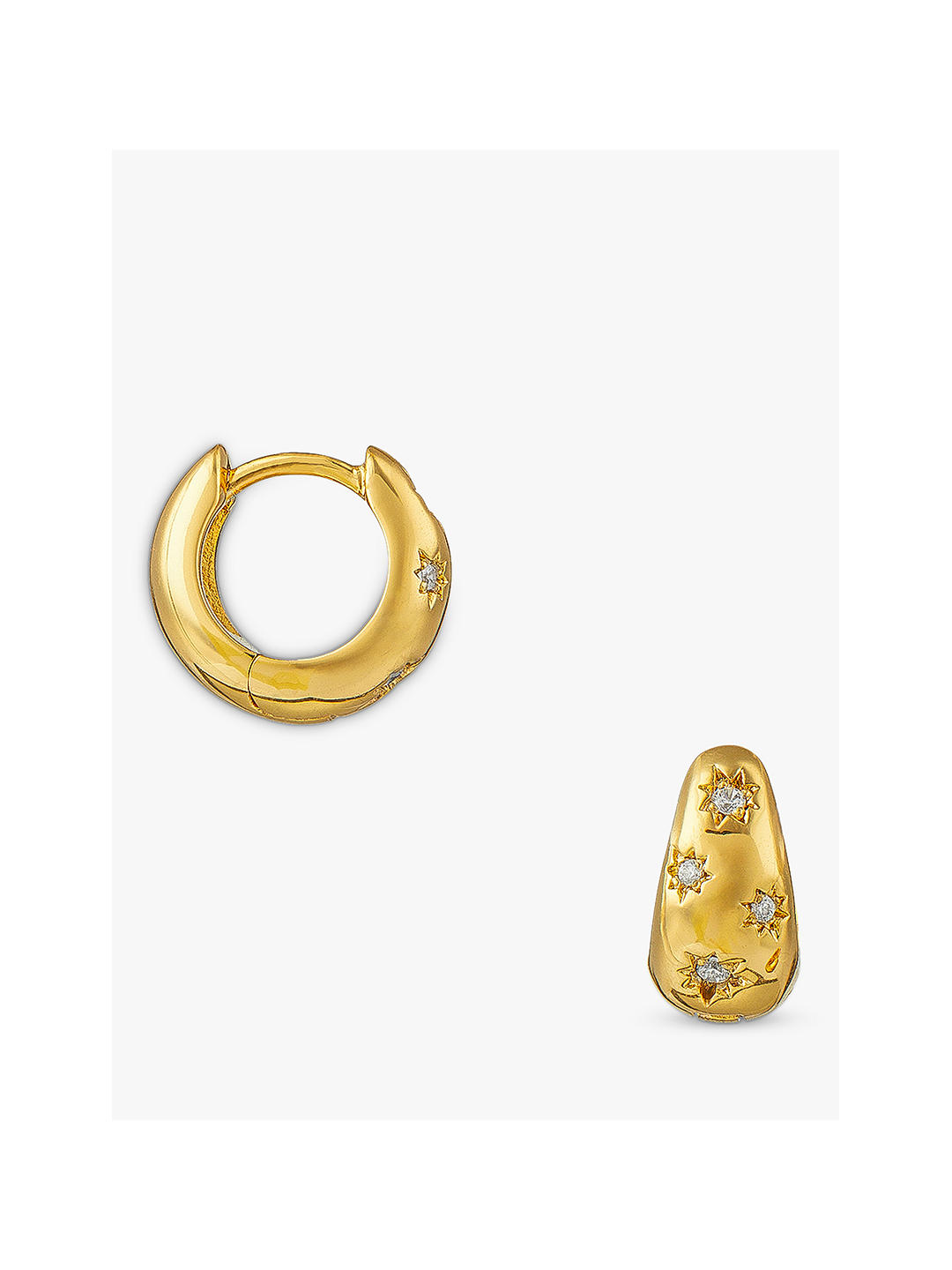 Orelia Crystal Starburst Tapered Huggie Hoop Earrings, Gold