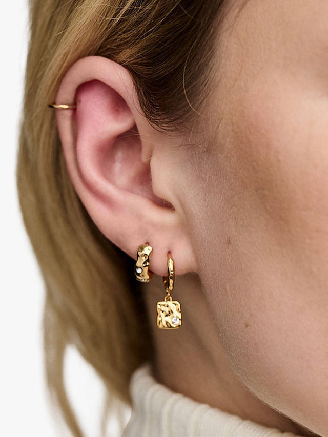 Orelia Molten & Swarovski® Crystals Huggie Hoop Earrings, Gold
