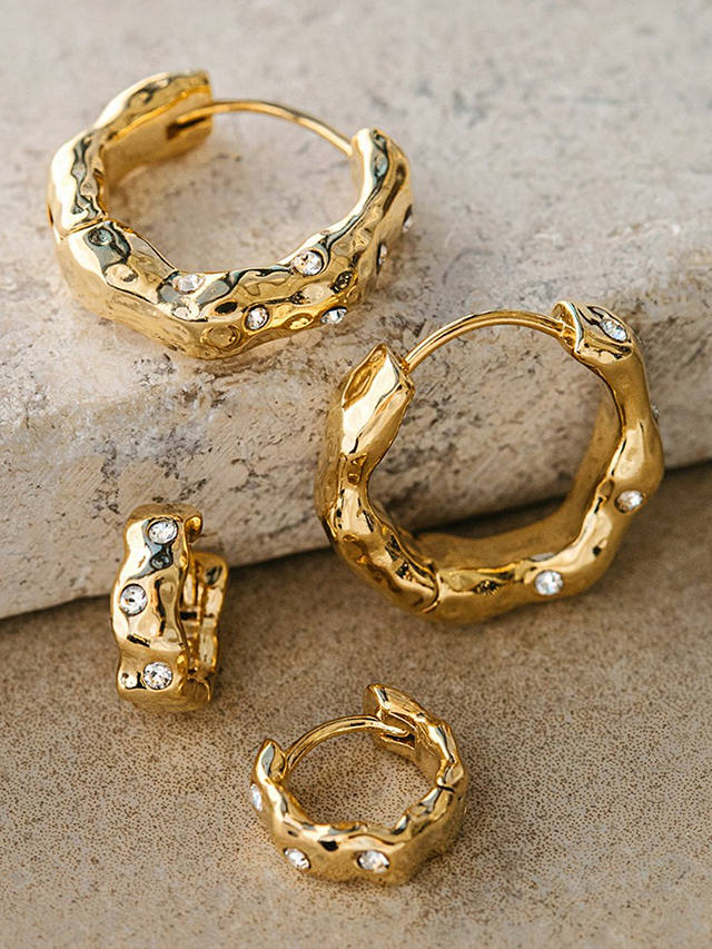 Orelia Molten & Swarovski® Crystals Huggie Hoop Earrings, Gold