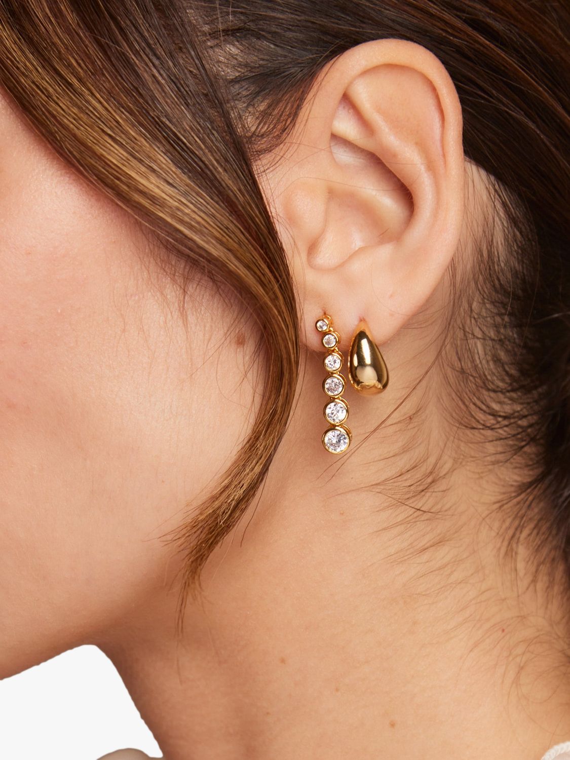 Buy Orelia Graduated Crystal Drop Earrings, Gold Online at johnlewis.com