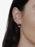 Orelia Rosewater Opal Ear Party Earrings, Pack of 3 Singles, Gold/Pink